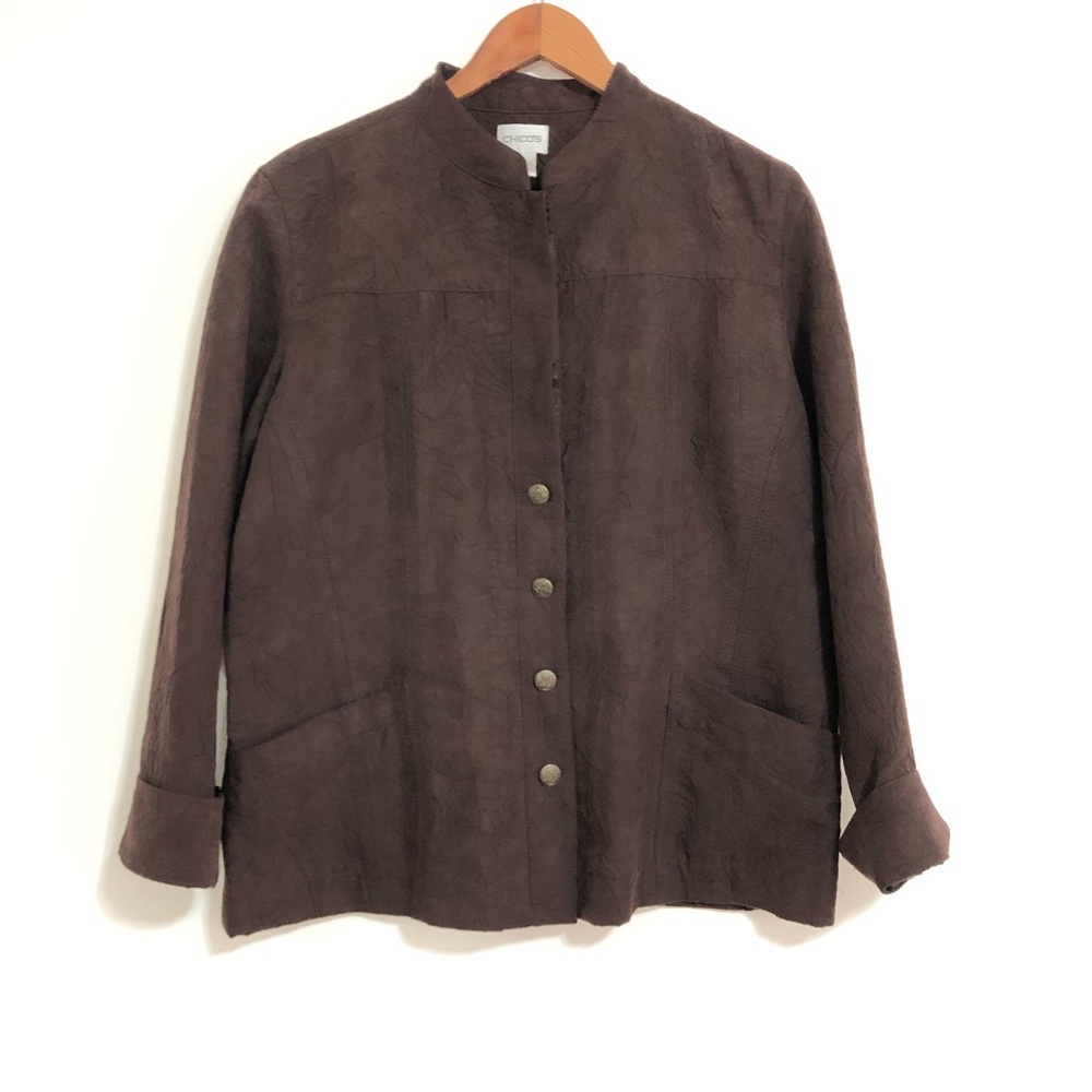 Vintage Chico’s Brown Textured Buttoned Oversized